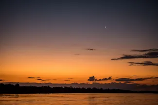 The sunsets after a successful day of fishing for golden dorado