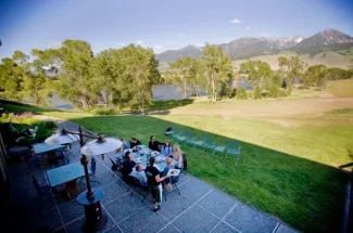 Dining on the bank of the Yellowstone River