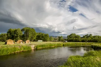 Camping and fly fishing on the Yellowstone river