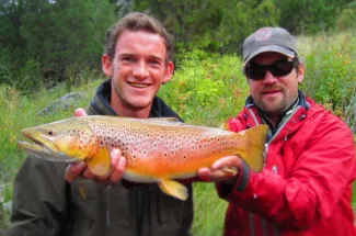 This angler is grinning big about this big brownie