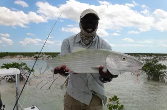 Fly fishing for bonefish in the Bahamas