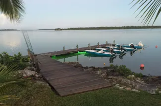 The boats are ready for the day of bonefishing at Abaco Lodge