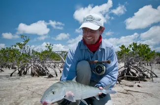 Big bonefish caught while fishing in the Bahamas