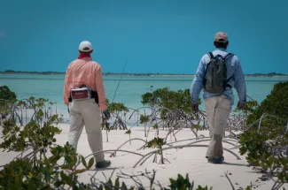 Fly fishing for bonefish in the Bahamas
