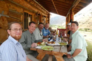 Dining at the Sweetgrass base camp
