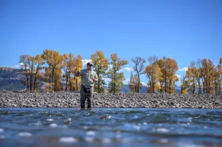 Fly fishing on the Yellowstone river
