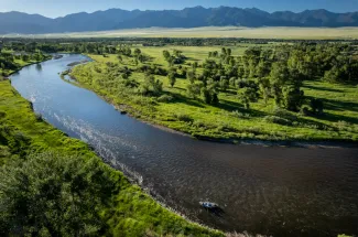 Spring snowmelt turns the Jefferson River Valley verdant green