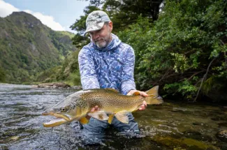 Big Brown Trout in New Zealand fishing