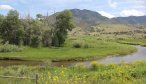 mountain range and river