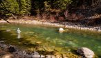 The emerald green waters of the Gallatin River