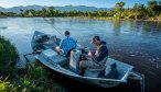 The Tobacco Root Mountains provide a backdrop for anglers fish the Jefferson 