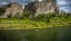 The spectacular peaks of Mountain Palace rise above the Missouri River