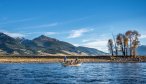 Anglers drift through a scenic stretch of the Yellowstone River