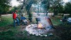 Fishing in Patagonia lunch on the river asado