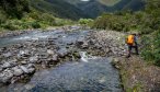 Hiking in New Zealand fishing
