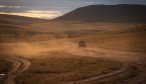 Driving across the Mongolian Steppe