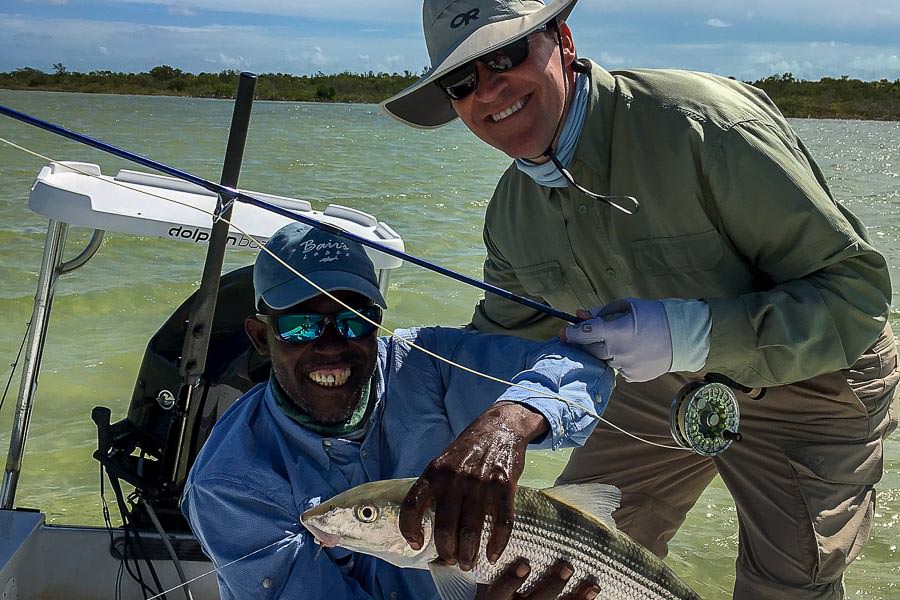 Tom Stark and guide Harley with a 6 lb bone on day 1