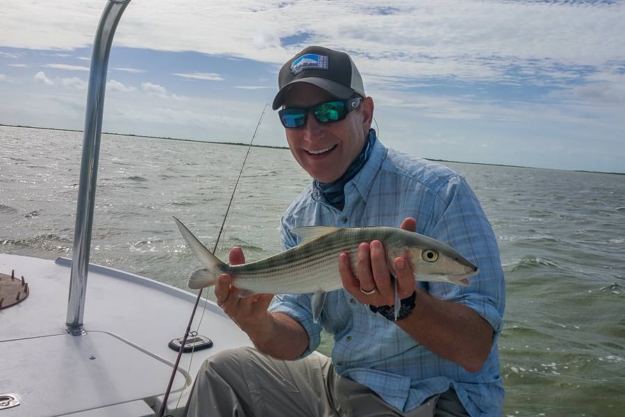 Monte Collins with his fist bonefish on a fly!