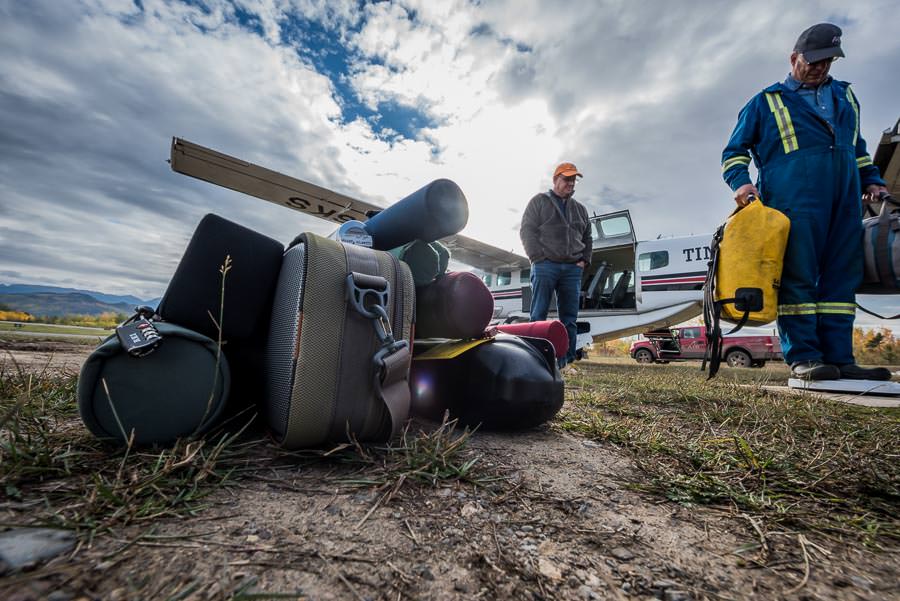 Everything must be weighed before going on the plane Rod cases waiting to be weighed
