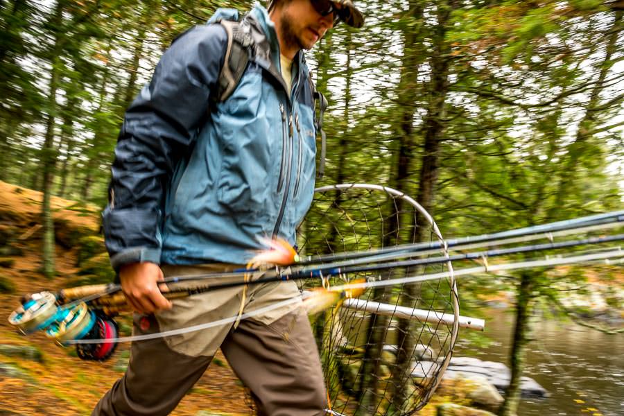 Wade fishing for Musky on the fly Hiking into the Honey Hole