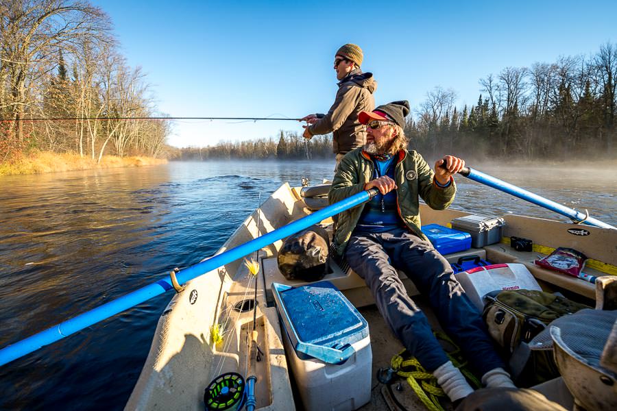 Chippewa River Musky Fishing Brad Bohen rowing Miles and I down the Chippewa River