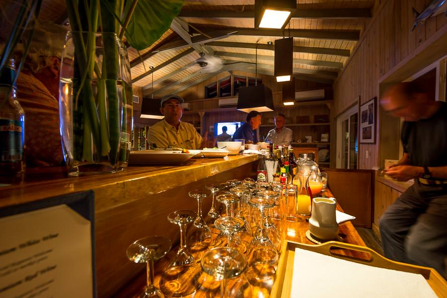 Enjoying some cocktails back at Abaco Lodge after a great day on the flats