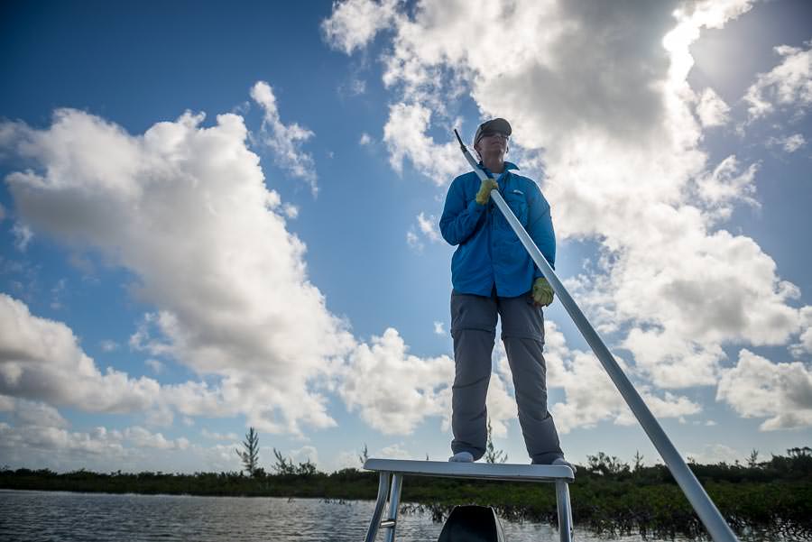 Guide Dana Lower poles us across the flats