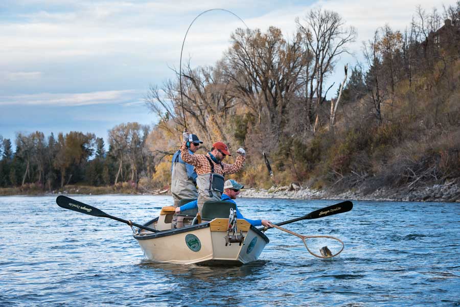 Netting a late Fall Rainbow