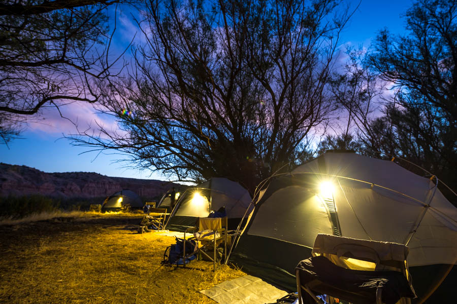 Each sleeping tent is equipped with two large cots with sleeping pads and bedding