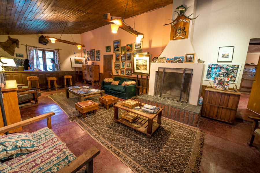 Quemquemtreu bar The bar room at Quemquemtreu is filled with the work of local artists and photographs of numerous legendary fly fisherman that have made the pilgrimage to fish the estancia waters