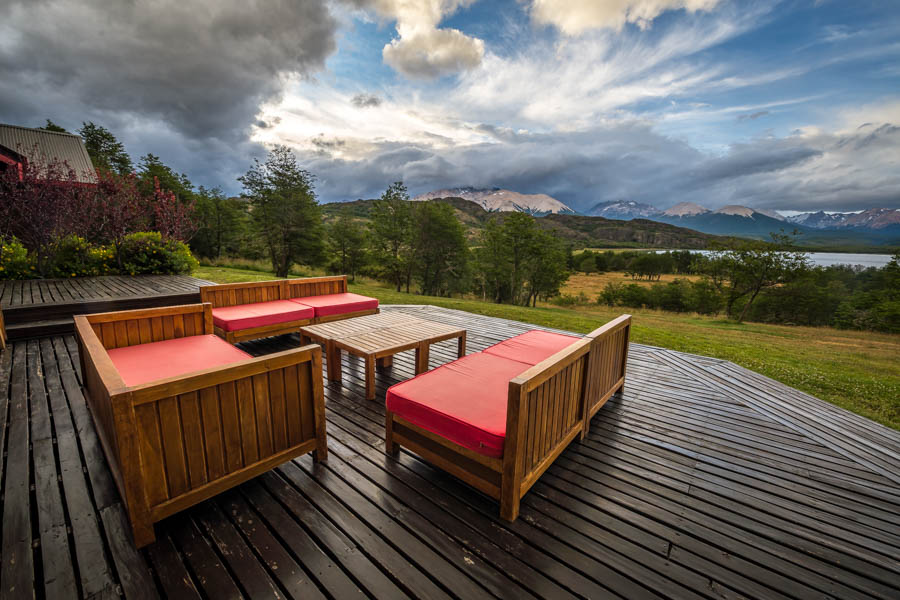 Lodge views at Estancia Tres Valles The views from the lodge overlooking a trout filled lake and glacier laden peaks isn't that bad either!
