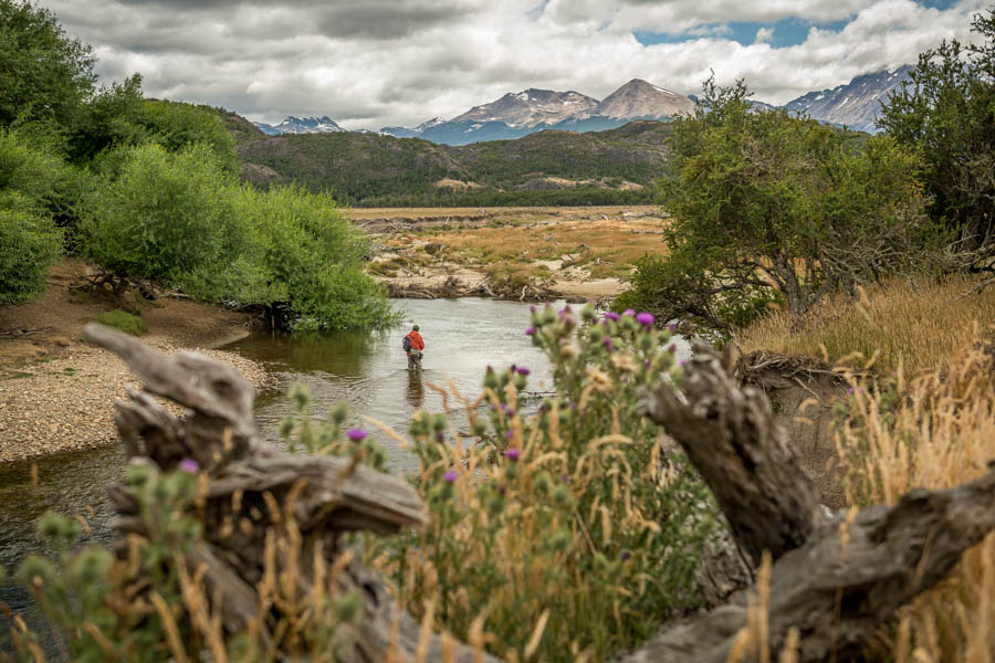 Rio Pico fly fishing in Argentina Assistant guide Julio fishing the Rio Pico. The Rio Pico region is named for the river. The area is home to great small stream fishing and some lakes with huge trout