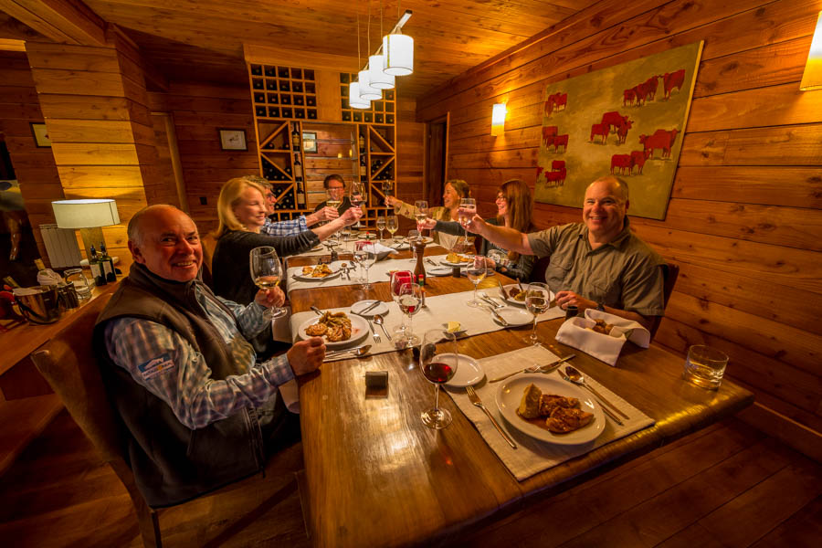 Estancia Tres Valles in Argentina Enjoying a final dinner at the lodge and sharing some great stories with good wine and good people