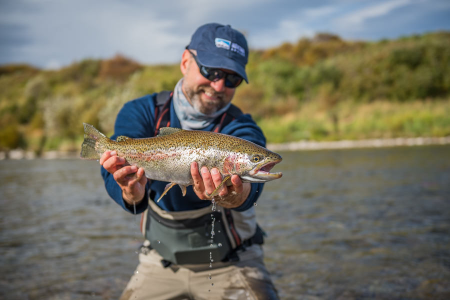 We spent the morning sight casting to large rainbows. Nearly every bow was over 20"