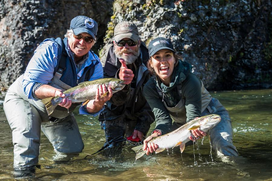 Ann and Diane with a nice double - both trout over 20"