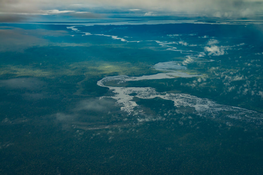 Amazon River The massive Amazon River can be as wide as 25 miles across during the wet season. It is the world's highest volume river