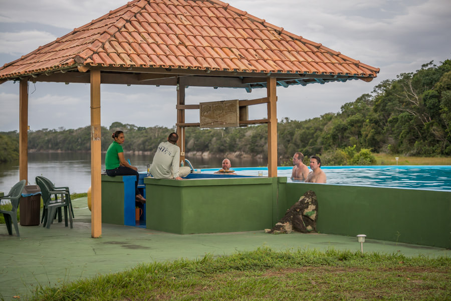 After a long day of fishing in the tropical heat the daily swim in the lodge pool enjoying a cold drink from the swim up bar was a great way to end the day