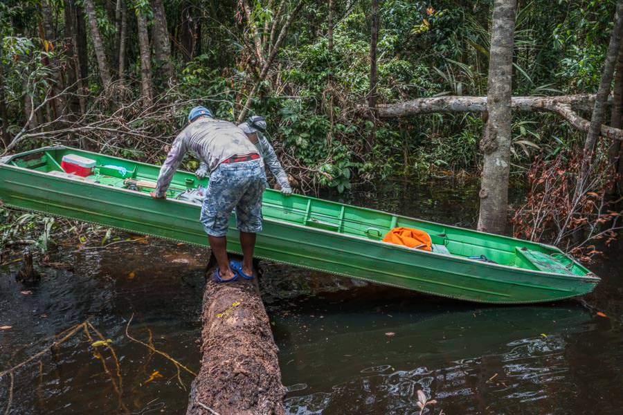Exploring yet another lagoon We worked hard to find remote waters to explore. They bush-wacking through the jungle always paid off