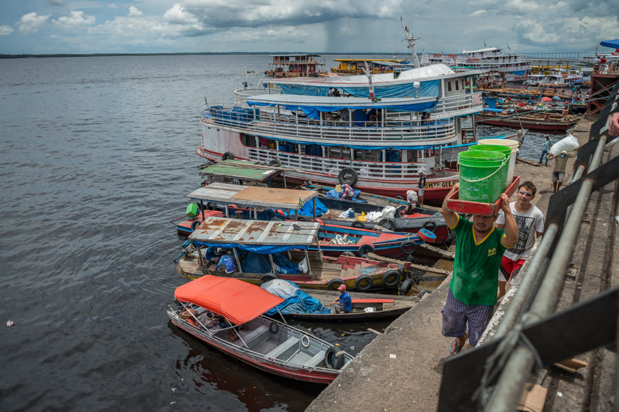 Amazon river boats in Manaus Boats are the preferred vehicle of local commerce in the state of Amzonia
