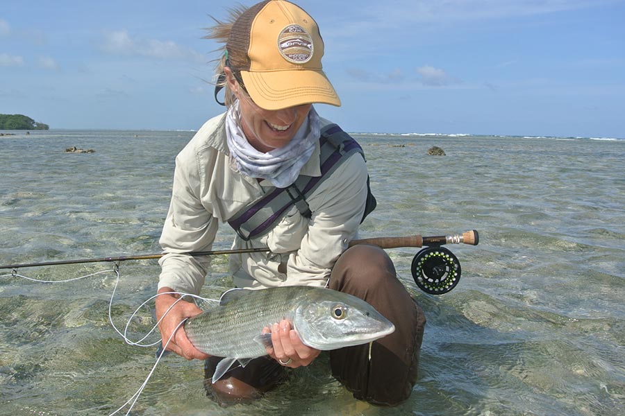 Big bonefish caught on the flats on Turneffe Atoll