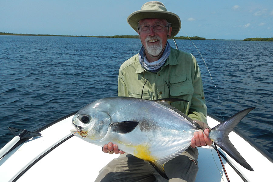 Permit caught in the lagoon a few minutes from the lodge.