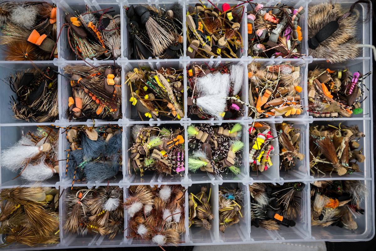Chilean guide box full of big and foamy flies