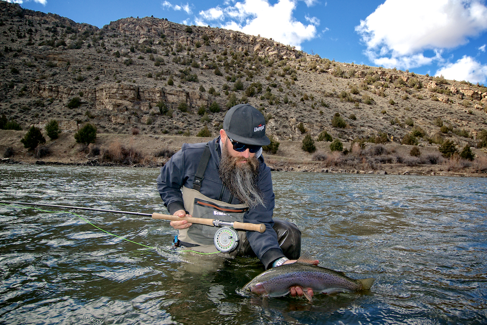 The author fooled this nice rainbow with a small, sparse soft hackle swung on a spey rod