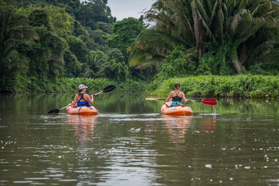 Kayaks and canoes are on hand for guests at all times to explore the Rio Grande River on the lodge property