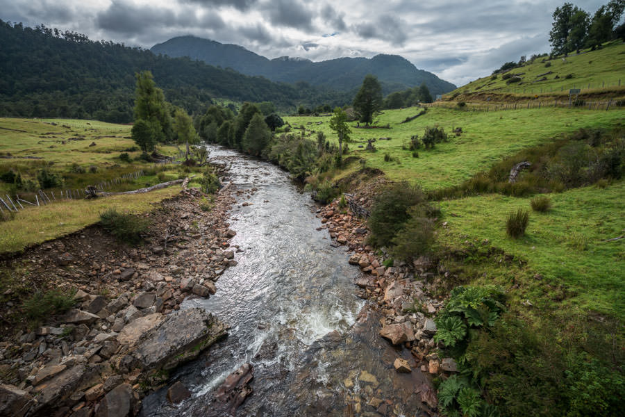 small stream in Chile Chile is filled with small streams like this in every direction. Most are rarely if ever fished. We stopped at this one out of curiosity on a drive back from one of the lakes and managed a dozen 14" rainbows on dry flies in an hour.
