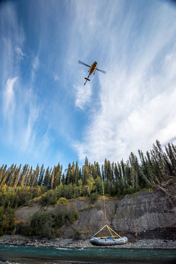 Flying a raft in