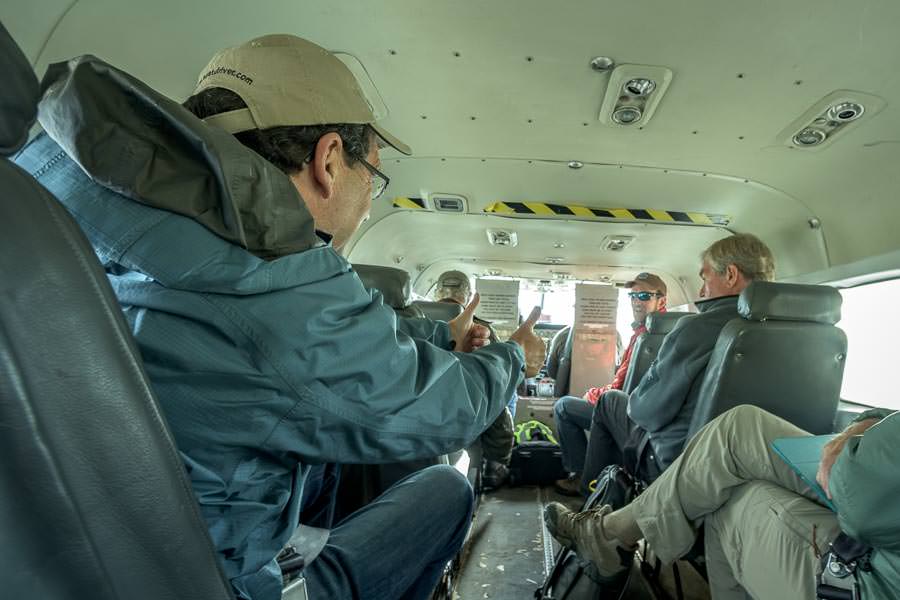 Flying into the lodge