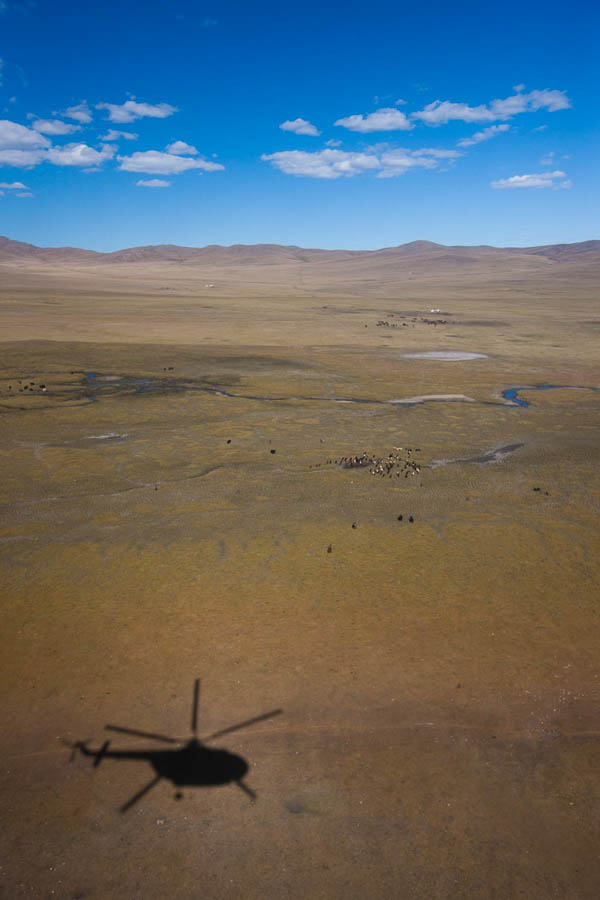 Flying into Mongolian Taimen camp