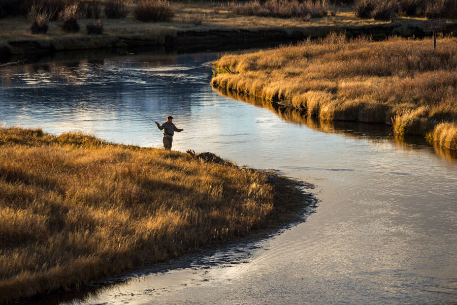 casting on a wade fishing stream