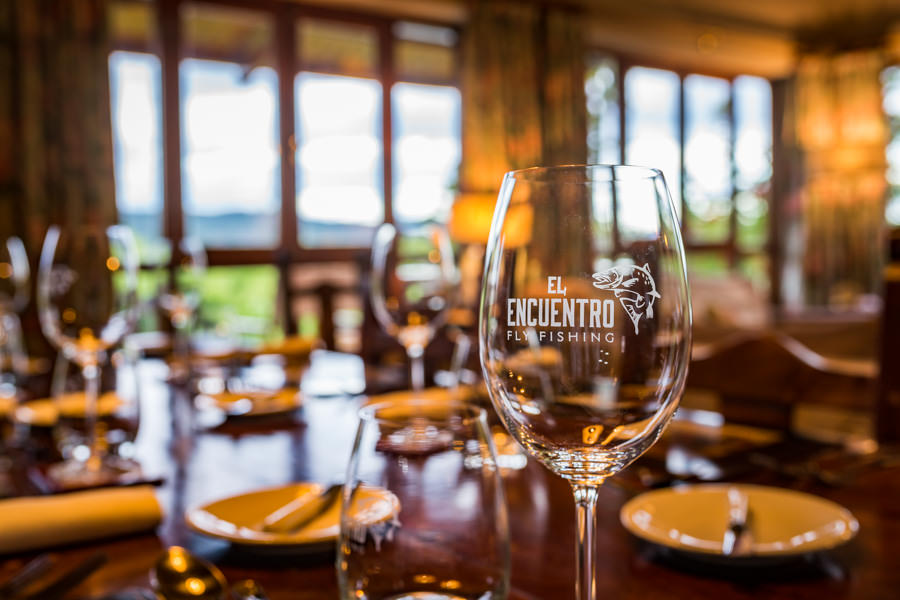 The dining room at El Encuentro with spectacular views of the river and mountains 